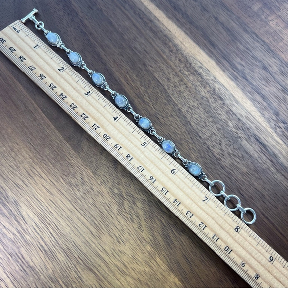 Blue Purple Moonstone Bracelet Sterling Silver 925 Vintage Southwest New - Picture 4 of 6